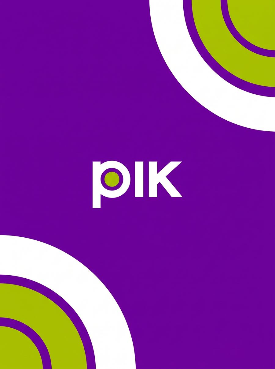 pIK key visual: the pIK wordmark on purple with lime arcs